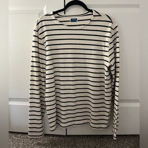 J Crew Stripped Navy Blue and White Long Sleeve